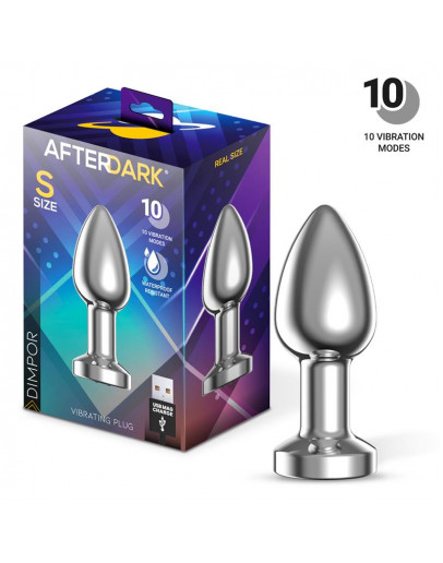 AFTERDARK Dimpor Chrome anālais spraudnis ar vibrāciju un magnētisko USB izmēru S