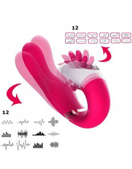 Vibrators ar orālā seksa funkciju, rozā