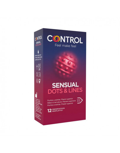 CONTROL Sensual Dots & Lines prezervatīvi,12 gab.