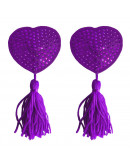 Sirds formas krūtsgalu vāciņi ar pušķīšiem, violeti